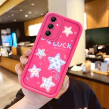 HONTINGA Samsung Galaxy A14 ile Uyumlu Kılıfı Düşüme önleyici Basitlik Anti Düşme Kamera Korumali Renkli Yıldızlar Desen Gül Kırmızı Yumuşak Silikon Telefon Kılıfı Kadın ve erkek için uygundur K8-0064