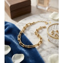 Diba Avm Kadın Gold Çelik Bileklik 14K kaplama 316L Çelik Bileklik Stainless Steel Zincir Bileklik Zincir Model Paslanmaz Ayarlanabilir Modern Halka Trend Takı Aksesuar