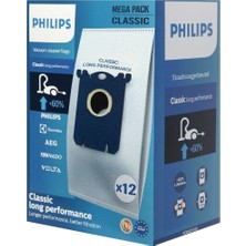 BLC Filtre Philips Elektrikli Süpürgeler ile Uyumlu FC8021/03 Classic Long Performance Toz Torbası - 12'li Orijinal Kutulu