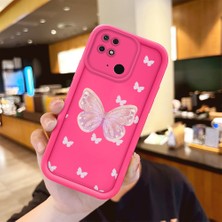 HONTINGA Redmi 10C ile Uyumlu Kılıfı Düşüme önleyici Basitlik Anti Düşme Kamera Korumali şirin Kelebek Desen Gül Kırmızı Yumuşak Silikon Telefon Kılıfı Kadın ve erkek için uygundur K8-0095