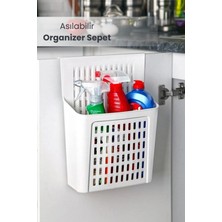 Pratik ve Şık Dolap Kapağına Asılabilir Organizer Sepet