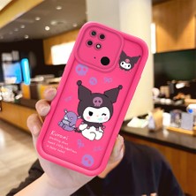 HONTINGA Redmi 10C ile Uyumlu Kılıfı Düşüme önleyici Basitlik Anti Düşme Kamera Korumali şirin Kuromi Desen Gül Kırmızı Yumuşak Silikon Telefon Kılıfı Kadın ve erkek için uygundur K8-0078