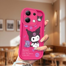 HONTINGA Redmi Note 13 4G ile Uyumlu Kılıfı Düşüme önleyici Basitlik Anti Düşme Kamera Korumali şirin Kuromi Desen Gül Kırmızı Yumuşak Silikon Telefon Kılıfı Kadın ve erkek için uygundur K8-0078