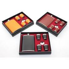 Najmaddin Paslanmaz Çelik 4 Shot Bardaklı Derili Matara Seti Model 1