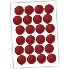 İstisna Çelenk Temalı Kırmızı Renk Yuvarlak Mühür Sticker Ürün Ambalaj Paket Düğün Davetiye Zarf Etiketi