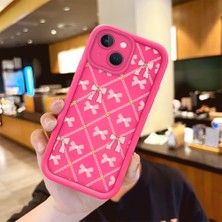 HONTINGA iPhone 14 Plus ile Uyumlu Kılıfı Düşüme önleyici Basitlik Anti Düşme Kamera Korumali şirin küçük fiyonk Desen Gül Kırmızı Yumuşak Silikon Telefon Kılıfı Kadın ve erkek için uygundur K8-0071