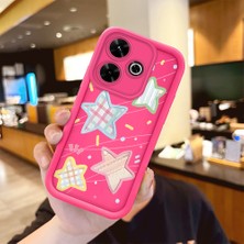 HONTINGA Xiaomi Redmi Note 10 ile Uyumlu Kılıfı Düşüme Önleyici Basitlik Anti Düşme Kamera Korumali Şirin Renkli Yıldız Desen Gül Kırmızı Yumuşak Silikon Telefon Kılıfı Kadın ve Erkek Için Uygundur K8-0066