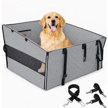 Haegs Büyük ve Orta Köpekler Için Araba Köpek Hamağı, Evcil Hayvan Araç Içi Hamağı, Köpek Taşıma Çantası, Su Geçirmez Kumaş, Katlanabilir Evcil Hayvan Araba Koltuğu - Gri