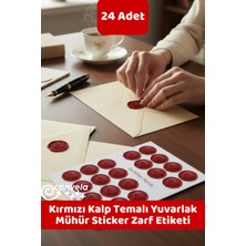 İstisna Kalp Temalı Kırmızı Renk Yuvarlak Mühür Sticker Ürün Ambalaj Paket Düğün Davetiye Zarf Etiketi