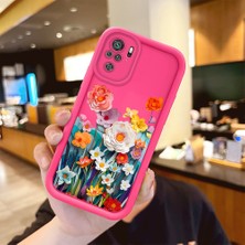 HONTINGA Redmi Note 10 4G ile Uyumlu Kılıfı Düşüme önleyici Basitlik Anti Düşme Kamera Korumali şirin çiçek Desen Gül Kırmızı Yumuşak Silikon Telefon Kılıfı Kadın ve erkek için uygundur K8-0092