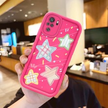 HONTINGA Redmi Note 10S ile Uyumlu Kılıfı Düşüme önleyici Basitlik Anti Düşme Kamera Korumali şirin Renkli yıldız Desen Gül Kırmızı Yumuşak Silikon Telefon Kılıfı Kadın ve erkek için uygundur K8-0066