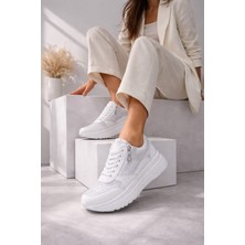 Slipcat Yan Fermuarlı Işıltılı Trend 5 cm Platform Kadın Sneaker Spor Ayakkabı