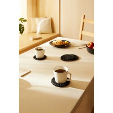 Ocean Home Textile 4'lü Siyah Renk Motifli Rafya Bardak Altlığı Ø 11  cm