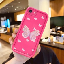 HONTINGA iPhone SE 2020 ile Uyumlu Kılıfı Düşüme önleyici Basitlik Anti Düşme Kamera Korumali şirin Kelebek Desen Gül Kırmızı Yumuşak Silikon Telefon Kılıfı Kadın ve erkek için uygundur K8-0095