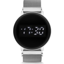 Spectrum Mıknatıslı Hasır Kordon Dijital Unisex Saat Beyaz Çelik Kasa Suya Dayanıklı Değil