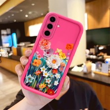 HONTINGA Samsung Galaxy A56 ile Uyumlu Kılıfı Düşüme önleyici Basitlik Anti Düşme Kamera Korumali şirin çiçek Desen Gül Kırmızı Yumuşak Silikon Telefon Kılıfı Kadın ve erkek için uygundur K8-0092