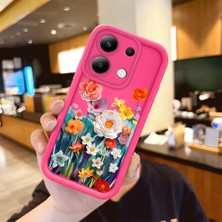 HONTINGA Redmi Note 13 4G ile Uyumlu Kılıfı Düşüme önleyici Basitlik Anti Düşme Kamera Korumali şirin çiçek Desen Gül Kırmızı Yumuşak Silikon Telefon Kılıfı Kadın ve erkek için uygundur K8-0092