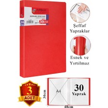 ArtMaster Kırmızı Sunum Dosyası 30 Lu 3 Adet Poşet Dosyalı Katalog Dosyası 30 Poşetli Kendinden Dosya Plastik Kapaklı