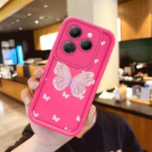 HONTINGA Infinix Hot 40 ile Uyumlu Kılıfı Düşüme önleyici Basitlik Anti Düşme Kamera Korumali şirin Kelebek Desen Gül Kırmızı Yumuşak Silikon Telefon Kılıfı Kadın ve erkek için uygundur K8-0095