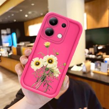 HONTINGA Redmi Note 13 4G ile Uyumlu Kılıfı Düşüme önleyici Basitlik Anti Düşme Kamera Korumali şirin Ayçiçeği Desen Gül Kırmızı Yumuşak Silikon Telefon Kılıfı Kadın ve erkek için uygundur K8-0094