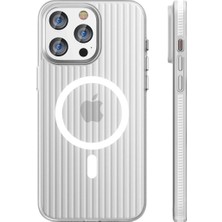 Mey Ithalat®  iPhone 15 Pro Max Line Magsafe Kapak - Beyaz