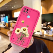 HONTINGA Realme C21 ile Uyumlu Kılıfı Düşüme önleyici Basitlik Anti Düşme Kamera Korumali şirin Ayçiçeği Desen Gül Kırmızı Yumuşak Silikon Telefon Kılıfı Kadın ve erkek için uygundur K8-0094