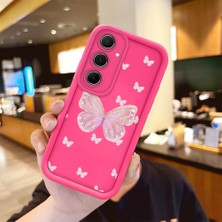 HONTINGA Samsung Galaxy A55 ile Uyumlu Kılıfı Düşüme önleyici Basitlik Anti Düşme Kamera Korumali şirin Kelebek Desen Gül Kırmızı Yumuşak Silikon Telefon Kılıfı Kadın ve erkek için uygundur K8-0095