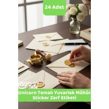 İstisna Unicorn Temalı Gold Renk Yuvarlak Mühür Sticker Ürün Ambalaj Paket Düğün Davetiye Zarf Etiketi