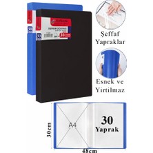 ArtMaster Siyah Mavi Sunum Dosyası 30 Lu 2 Adet Poşet Dosyalı Katalog Dosyası 30 Poşetli Kendinden Dosya Plastik Kapaklı