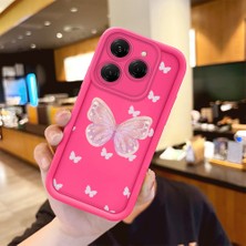 HONTINGA Tecno Spark 20 Pro ile Uyumlu Kılıfı Düşüme önleyici Basitlik Anti Düşme Kamera Korumali şirin Kelebek Desen Gül Kırmızı Yumuşak Silikon Telefon Kılıfı Kadın ve erkek için uygundur K8-0095