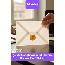 İstisna Çiçek Temalı Gold Renk Yuvarlak Mühür Sticker Ürün Ambalaj Paket Düğün Davetiye Zarf Etiketi