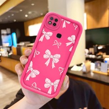 HONTINGA Redmi 10A ile Uyumlu Kılıfı Düşüme önleyici Basitlik Anti Düşme Kamera Korumali şirin Fiyonk Desen Gül Kırmızı Yumuşak Silikon Telefon Kılıfı Kadın ve erkek için uygundur K8-0072