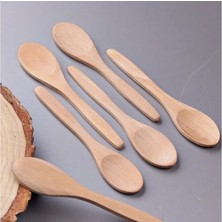 Hane216 6'lı Mini Bambu Tahta Kaşık Baharat Kaşığı 6'lı Ahşap Mini Kaşık Seti