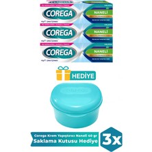 Corega Krem Yapıştırıcı Naneli 40 gr 3 Adet Saklama Kutusu Hediye