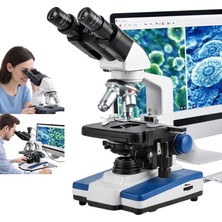 Multizone Biyolojik Dijital Mikroskop Binoküler USB LED 40X-2500X Kamera Bilgisayar Windows Destekli