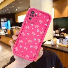 HONTINGA Redmi Note 10S ile Uyumlu Kılıfı Düşüme önleyici Basitlik Anti Düşme Kamera Korumali Fiyonk Desen Gül Kırmızı Yumuşak Silikon Telefon Kılıfı Kadın ve erkek için uygundur K8-0080