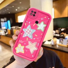 HONTINGA Redmi 10A ile Uyumlu Kılıfı Düşüme önleyici Basitlik Anti Düşme Kamera Korumali şirin Renkli yıldız Desen Gül Kırmızı Yumuşak Silikon Telefon Kılıfı Kadın ve erkek için uygundur K8-0066
