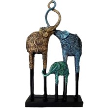Hanlar Home Dekoratif Fil Ailesi Biblo 36X18X6 cm