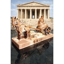 Gökçen Hobi Truva Atı Aşil Atlı Savaş Arabası Ahşap Biblo