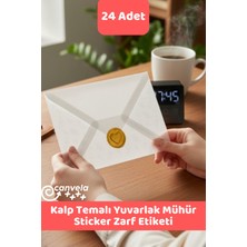 İstisna Kalp Temalı Gold Renk Yuvarlak Mühür Sticker Ürün Ambalaj Paket Düğün Davetiye Zarf Etiketi