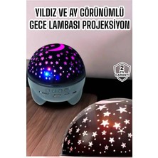 Hsc Bilişim Gece Lambası Projeksiyon Görünümlü Şarjlı Yıldızlı Yuvarlak