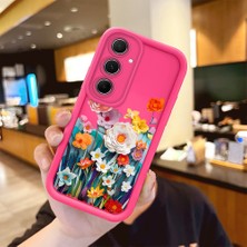 HONTINGA Samsung Galaxy A55 ile Uyumlu Kılıfı Düşüme önleyici Basitlik Anti Düşme Kamera Korumali şirin çiçek Desen Gül Kırmızı Yumuşak Silikon Telefon Kılıfı Kadın ve erkek için uygundur K8-0092