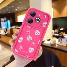 HONTINGA Infinix Smart 8 ile Uyumlu Kılıfı Düşüme önleyici Basitlik Anti Düşme Kamera Korumali şirin Kalp Desen Gül Kırmızı Yumuşak Silikon Telefon Kılıfı Kadın ve erkek için uygundur K8-0073