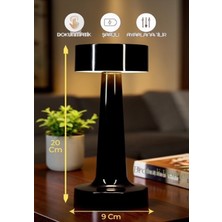 Brokoli Home Avec Dokunmatik Masa Lambası 3 Işık Renkli Dim Ayarlı Şarjlı Masa Lambası Ledli  Abajur Siyah