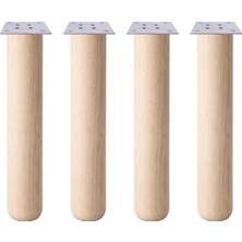 Badem10 Bohem 45 cm (4 Adet) Doğal Ahşap Boyasız Silindir Sehpa Ayağı - (4 Adet) 8x8 Metal Montaj Aparatı