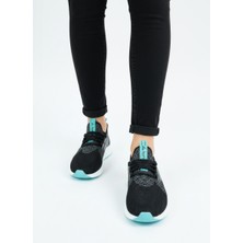 Homiro Bağcıklı Triko Unisex Spor Ayakkabı-Siyah -Su Yeşili