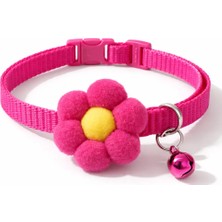 Petesia Ponpon Çiçekli Kedi Boyun Tasması 19X1 cm Kırmızı