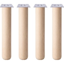 Badem10 Bohem 50 cm (4 Adet) Doğal Ahşap Boyasız Silindir Sehpa Ayağı - (4 Adet) 8x8 Metal Montaj Aparatı
