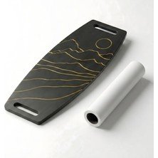 Wood Stone Art Siyah Denge Tahtası – Sörf Eğitim Tahtası – Kaykay Eğitim Tahtası – Balance Board – Roller Board