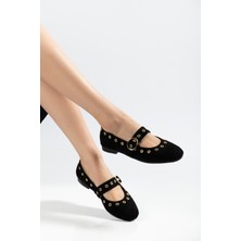 Suins Shoes Suins Mary Zımbalı Süet Kadın Babet Ayakkabı